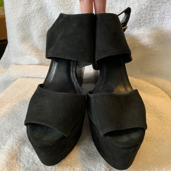 NEW 11 Loeffler Randall x SUNO Estrella Black Suede Platform slingback sandal - Picture 5 of 7